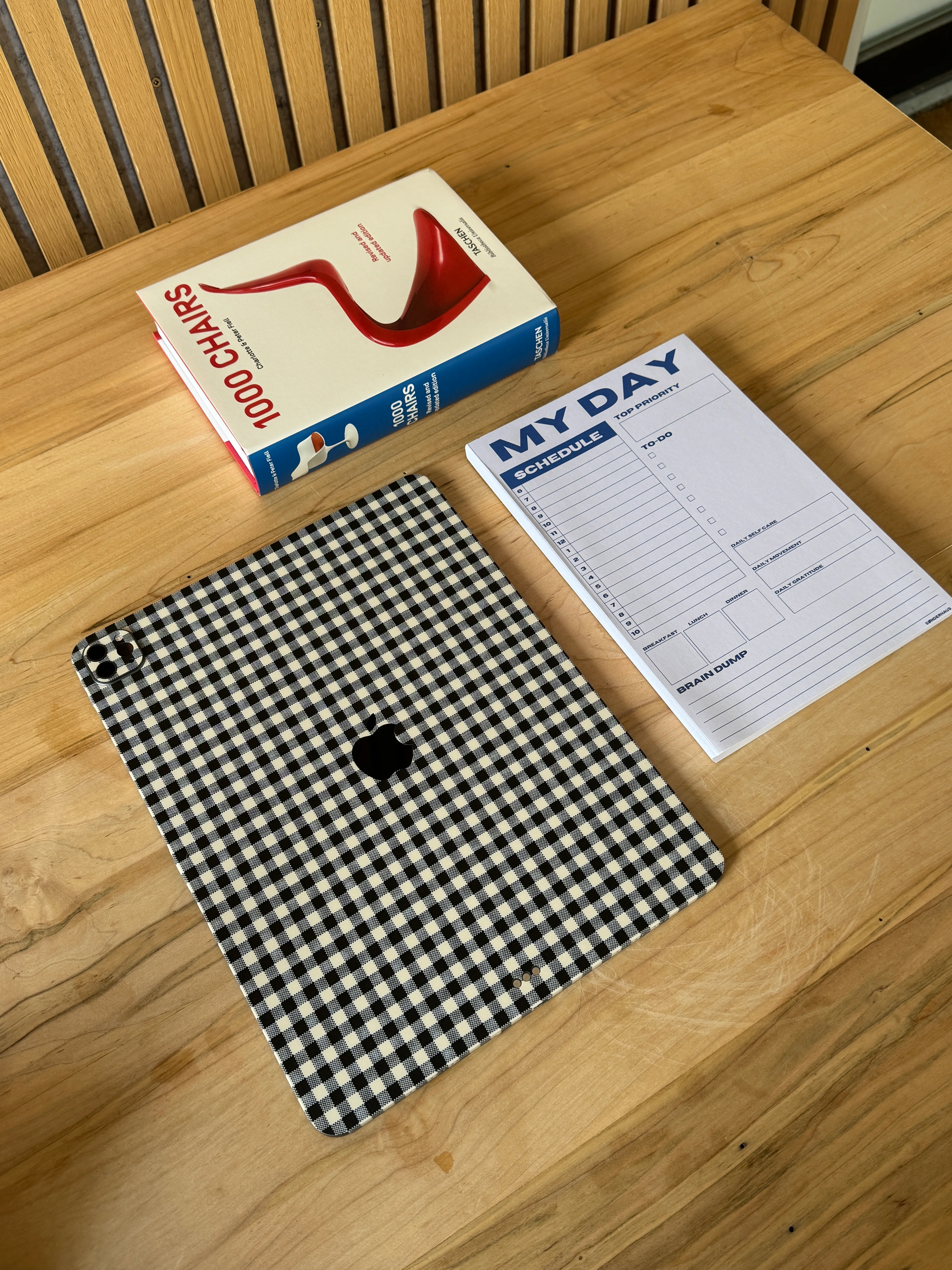 Black Gingham iPad Skin + Case - Image 6