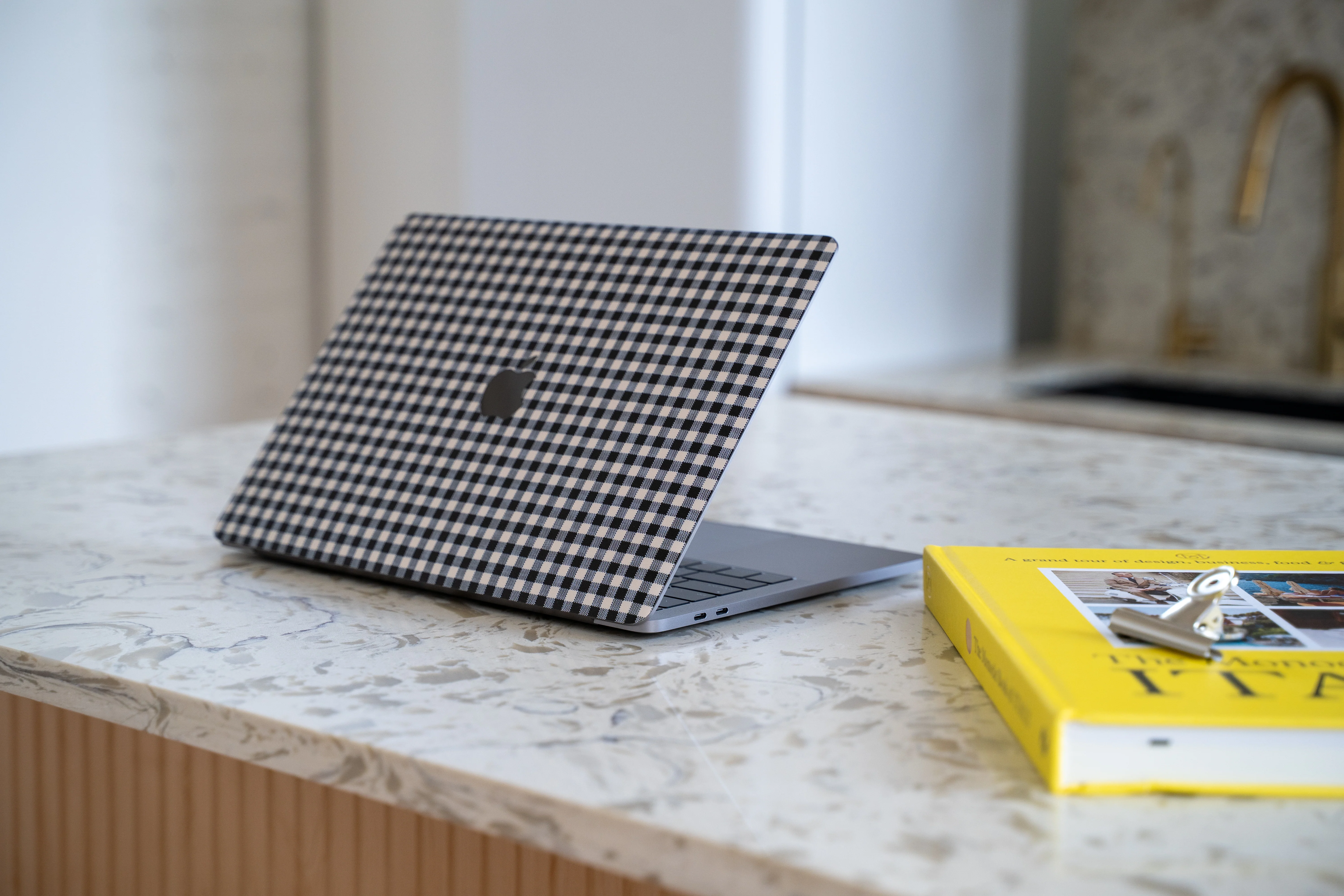 Black Gingham MacBook Skin + Case - Image 10