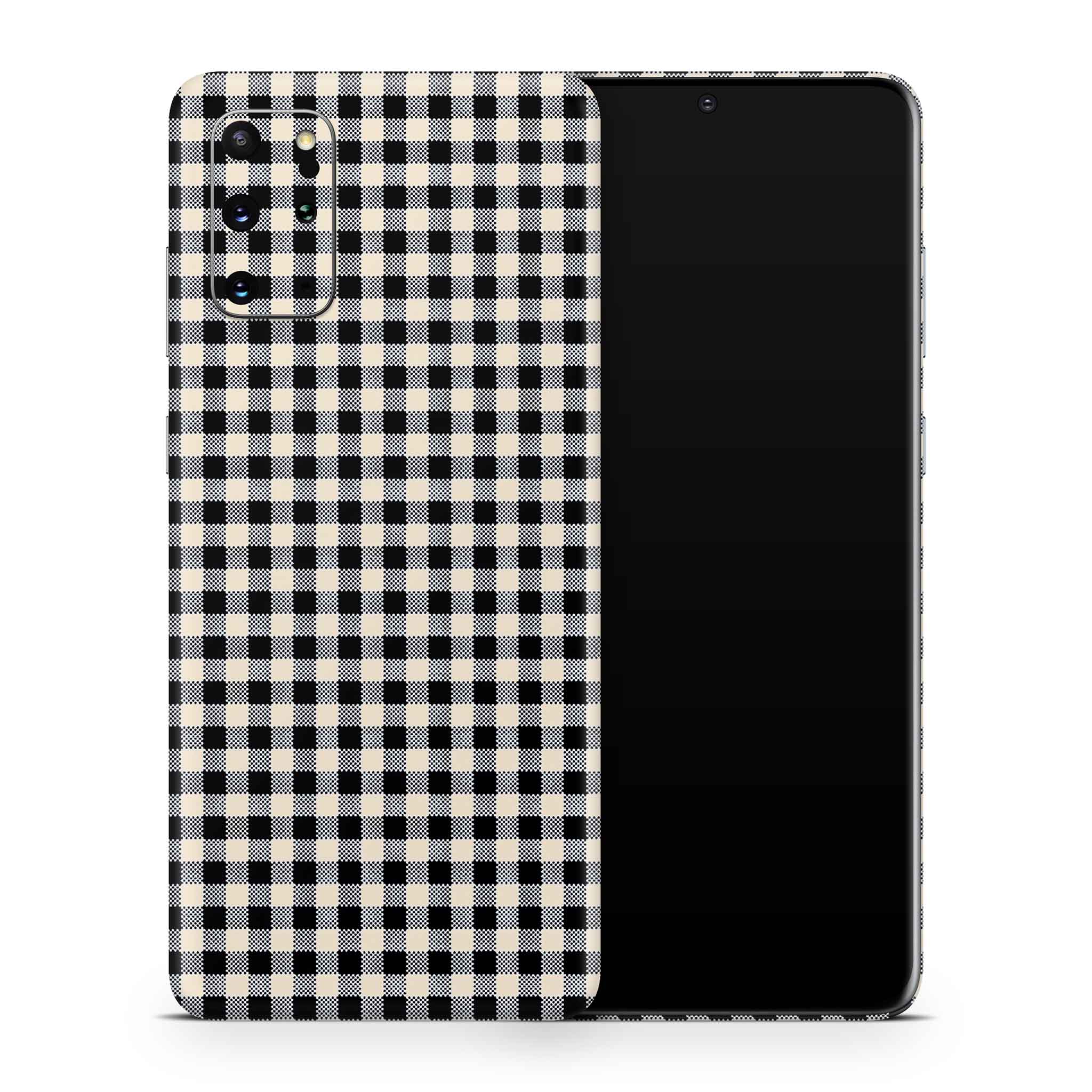 Black Gingham Samsung Galaxy Skin + Case - Image 10