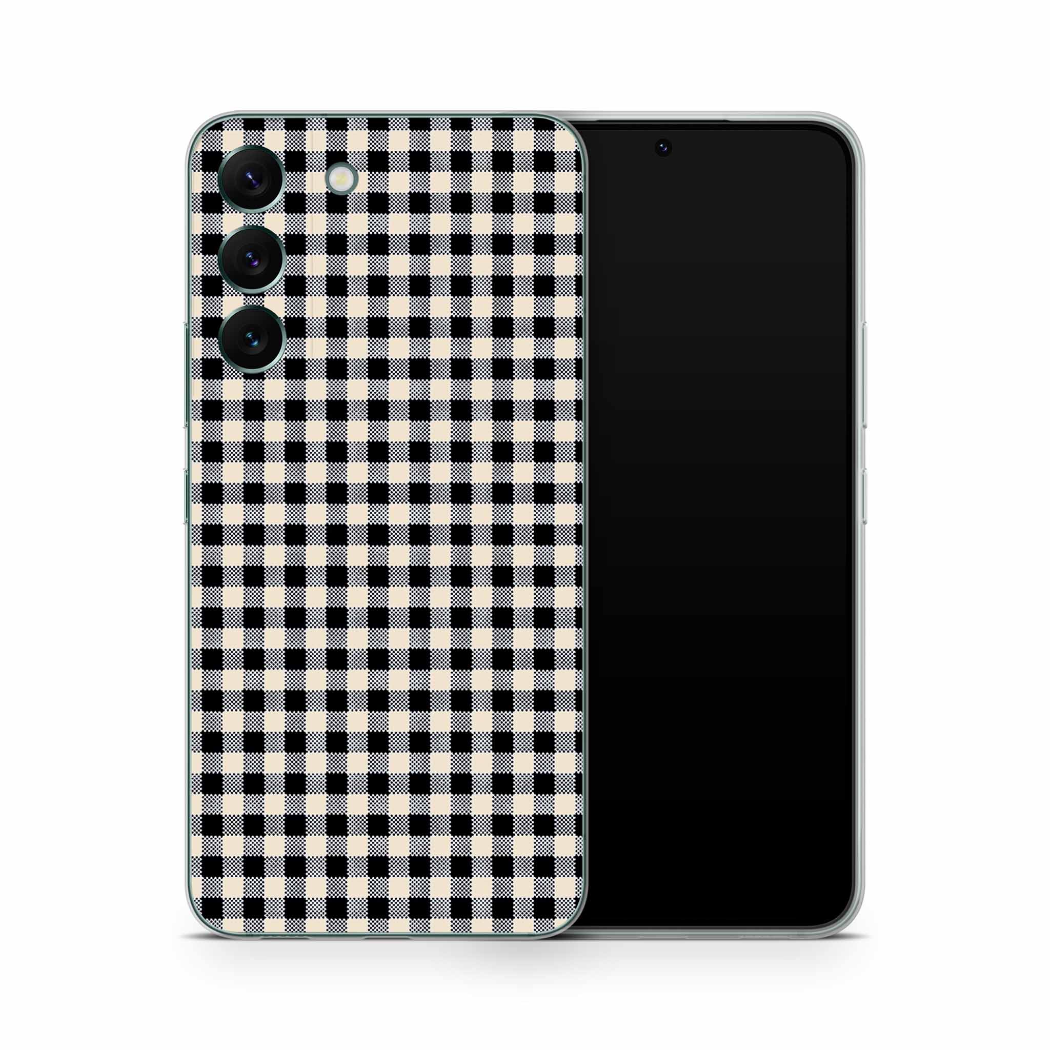 Black Gingham Samsung Galaxy Skin + Case - Image 7