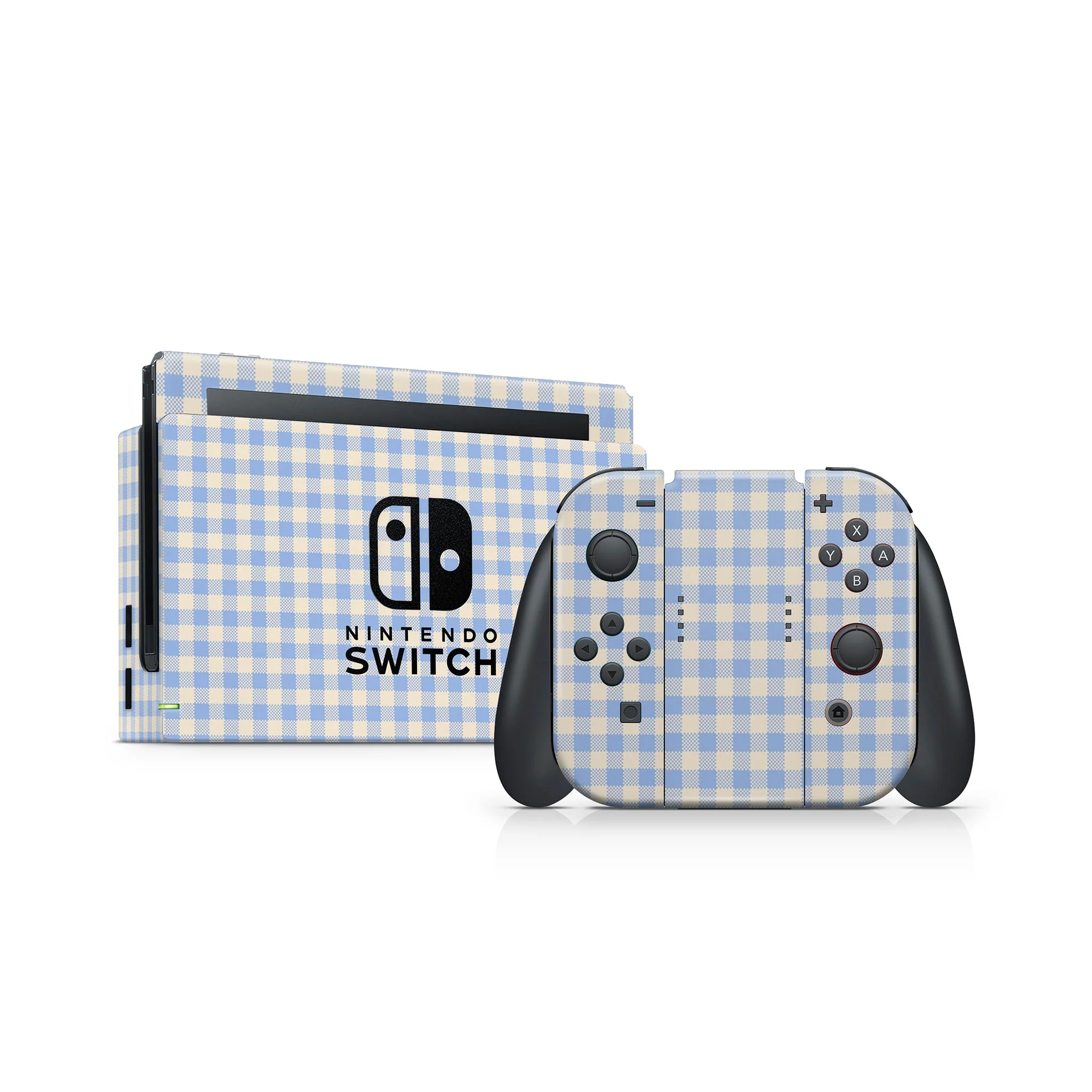 Blue Gingham Nintendo Switch Skin - Image 2