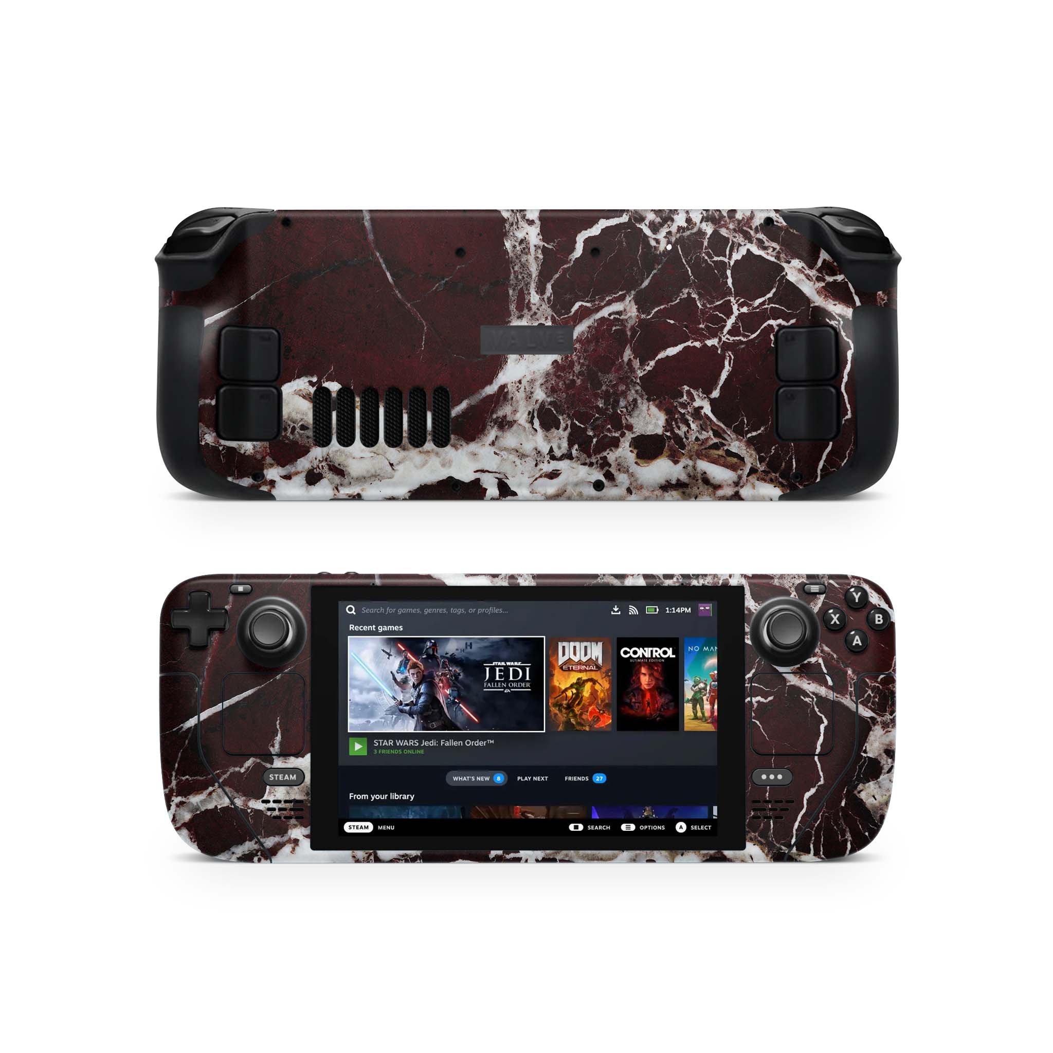 Burgundy Marble Steam Deck Skin