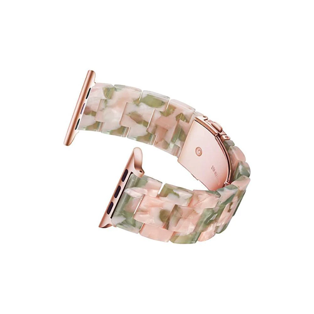 Pink and Green Tortoise Shell Apple Watch Band - Image 3