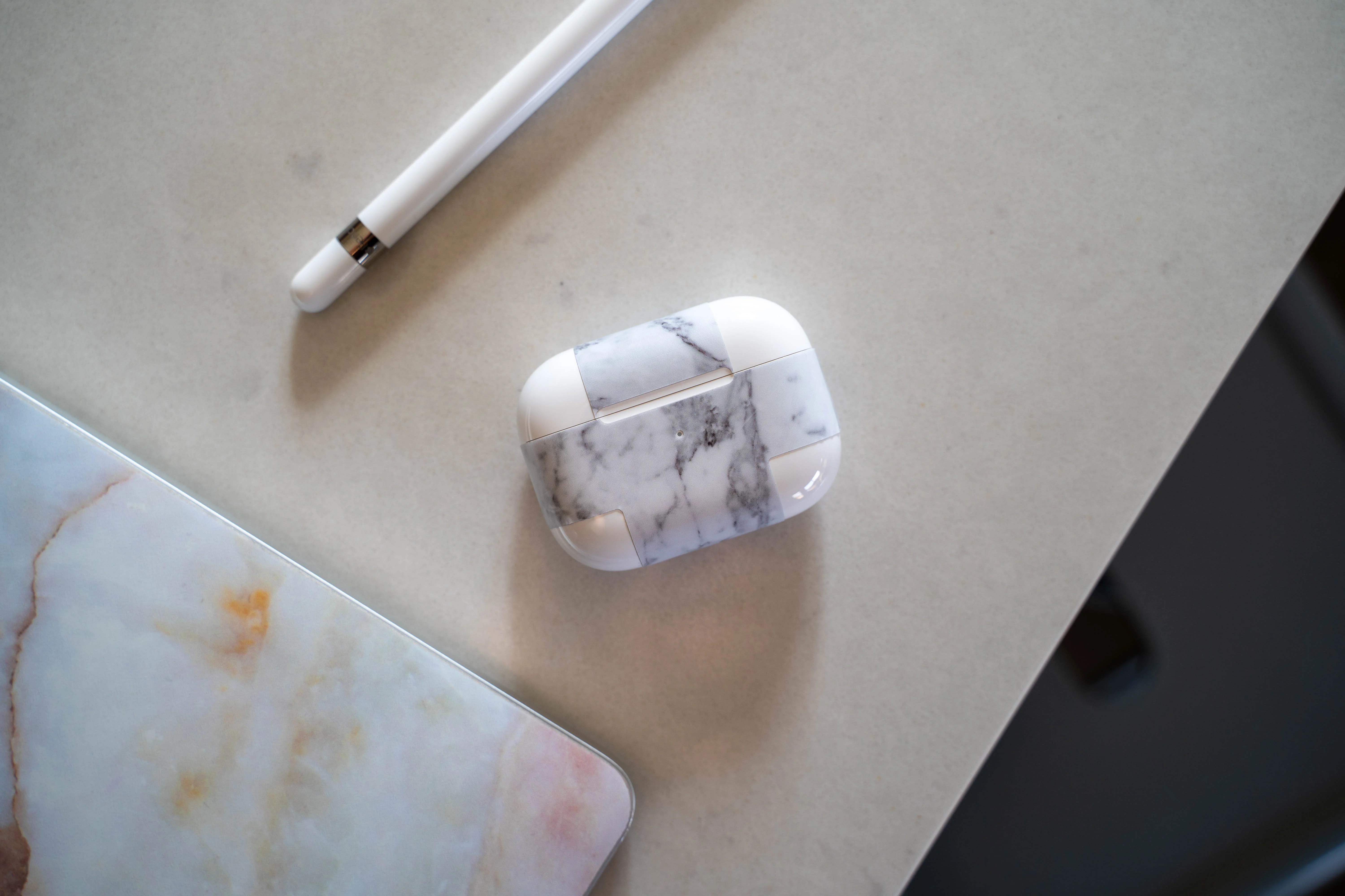 White Marble AirPods Skin - Image 4